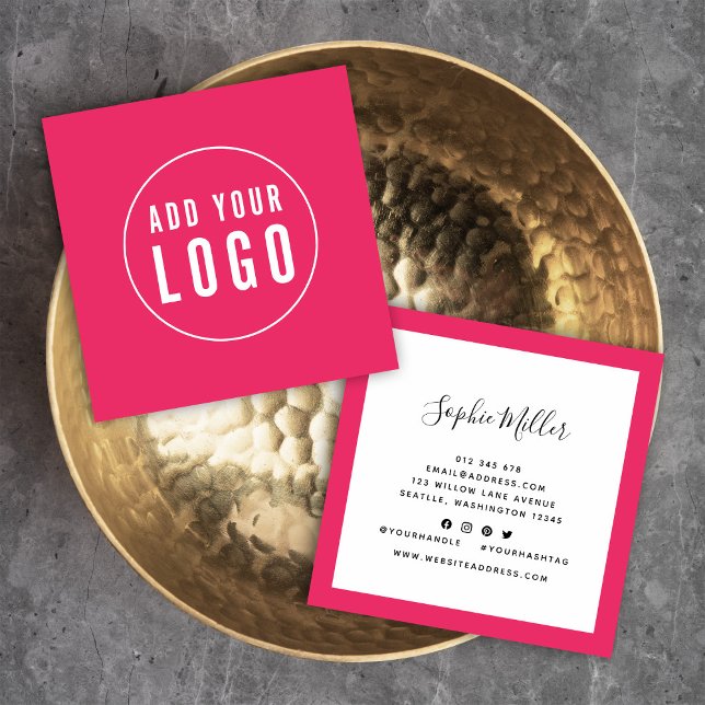 Add Logo with Editable Border Colour Social Media Square Business Card (Creator Uploaded)