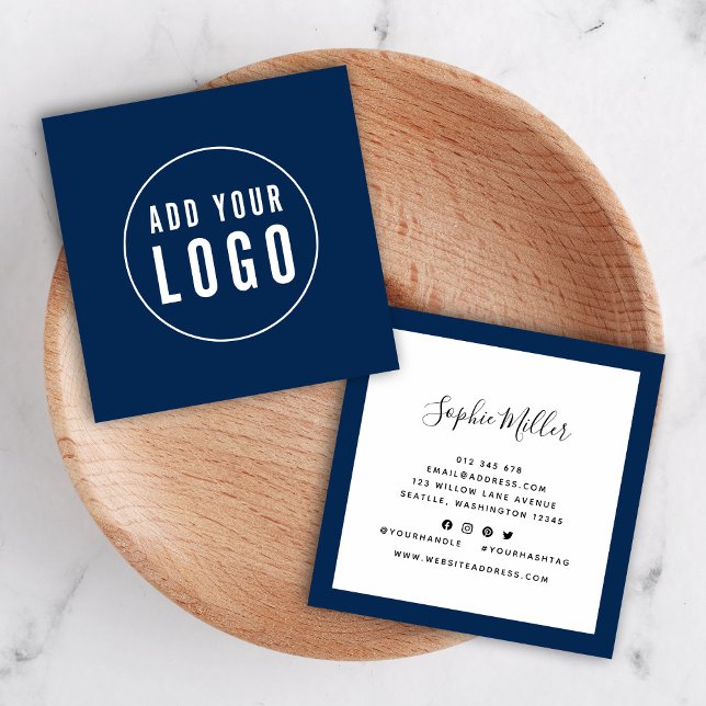 Add Logo with Editable Border Colour Social Media Square Business Card (Creator Uploaded)