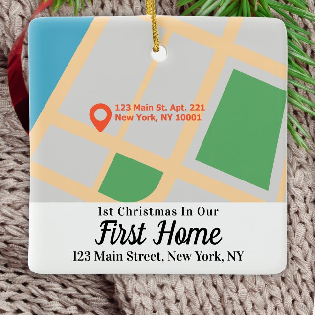 Add Map Address 1st Christmas In Our First Home Ceramic Ornament (Custom Map Address 1st Christmas In Our First Home Ceramic Ornament
)