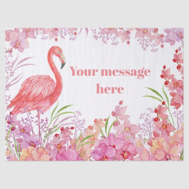 add message pink flamingo beach party tissue tissue paper (Front)
