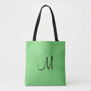 Add Monogram Name Text Yellow Green Custom Tote Bag