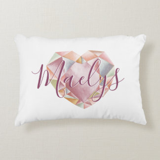 Add Monogram Or Name Cute Blush Pink Heart Diamond Decorative Cushion