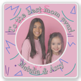 Add Mother's Day Photo Best Mum Ever Retro Pattern