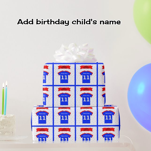Add name 11th birthday t-shirt wrapping paper (Creator Uploaded)