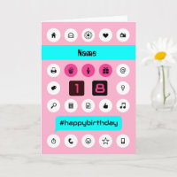 Add name 18th hashtag birthday smartphone icons
