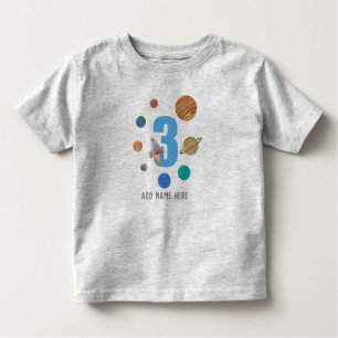 Add NAME - 3rd Birthday Solar System Planets  Toddler T-Shirt