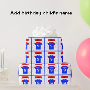 Add name 9th birthday t-shirt wrapping paper