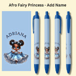 Add Name, Afro Fairy Princess on Blue Black Ink Pen<br><div class="desc">Add the Name,    Change to your own details. See my store for lots more great Pens</div>