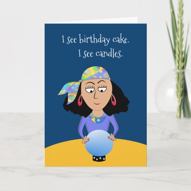 Add Name and Age Funny Fortune Birthday Greeting Card (Front)