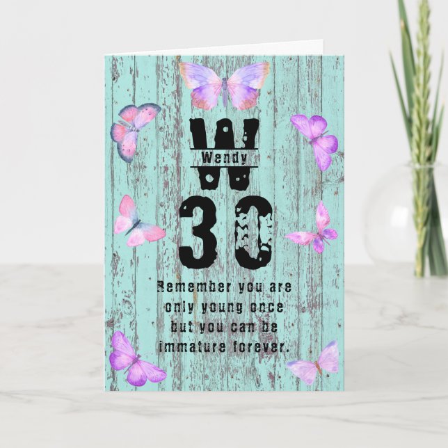 Add Name And Age Funny Pretty Birthday Greeting Card (Front)