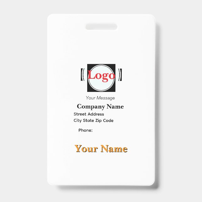 Add Name And Company  ID Badge (Front)