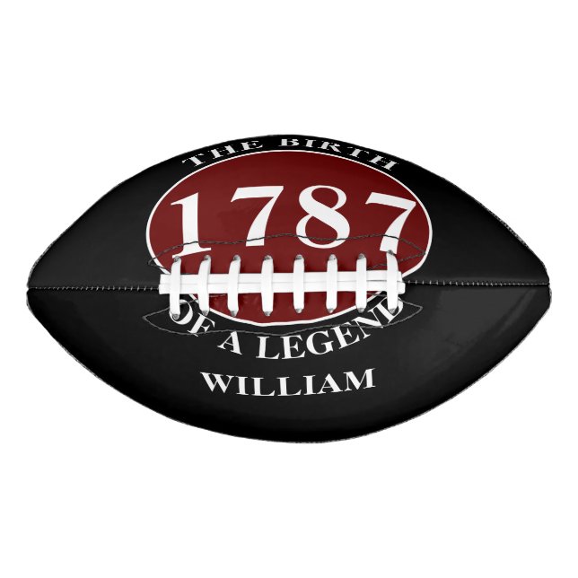 Add Name And Year Birthday Black Football (Front)