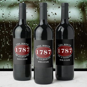 Add Name And Year Birthday Black Wine Label