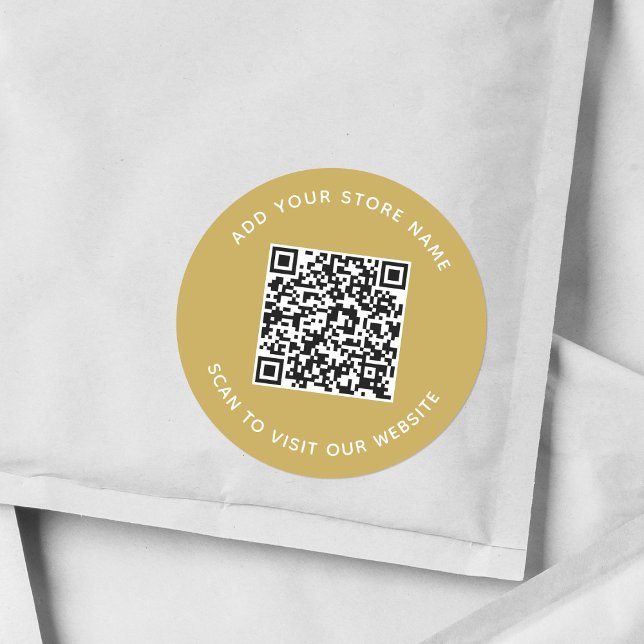 Add Name and Your Website QR Code Custom Colour Classic Round Sticker (Creator Uploaded)