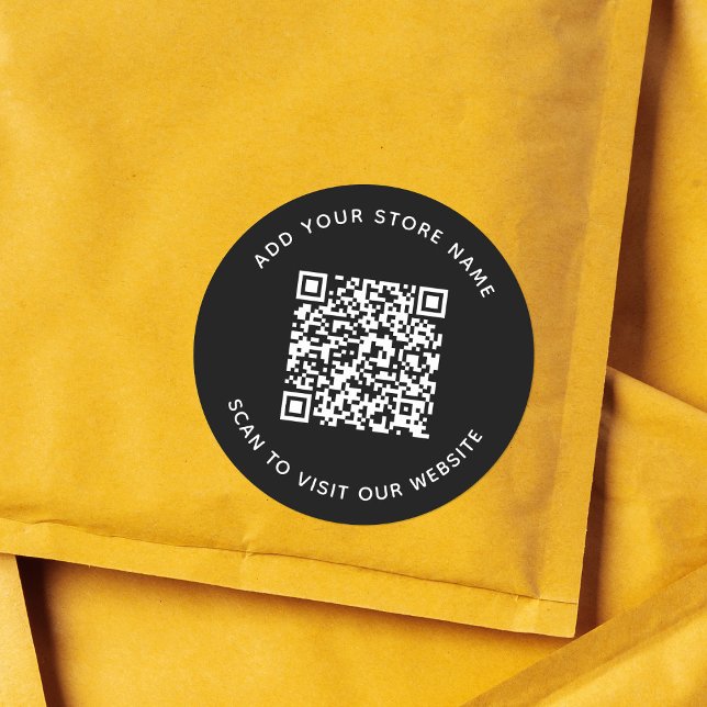 Add Name and Your Website QR Code Custom Colour Classic Round Sticker (Creator Uploaded)
