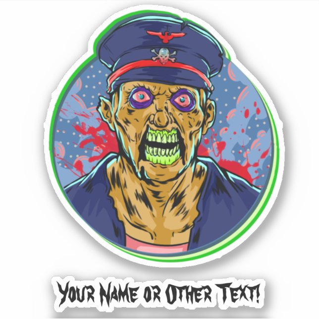 Add Name, Angry Pirate Captain Halloween Sticker (Front)