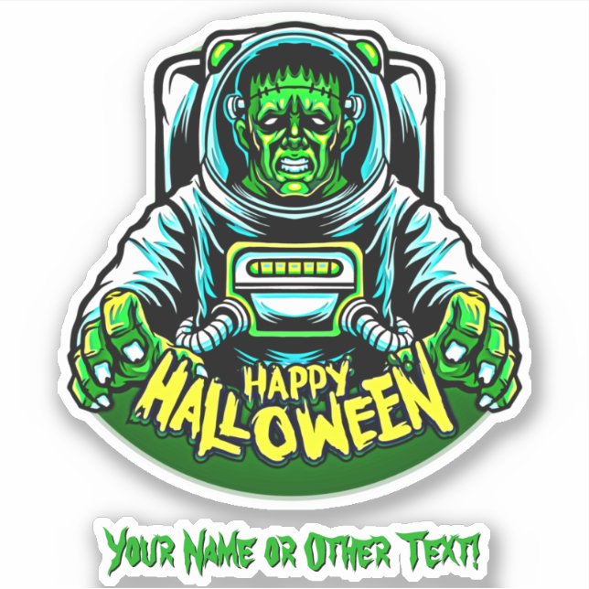 Add Name, Astronaut Zombie Monster Green Blue (Front)
