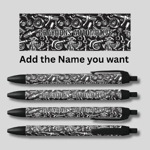 Add Name, Auto Car Parts, Mechanic Company Black Ink Pen