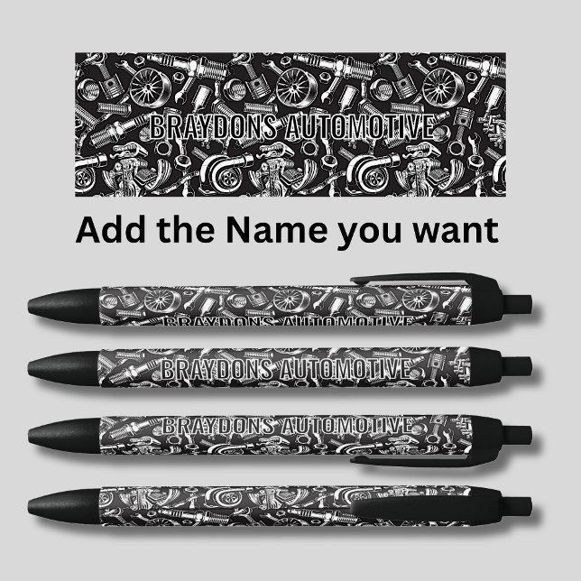  Add Name, Auto Car Parts, Mechanic Company Black Ink Pen (Creator Uploaded)