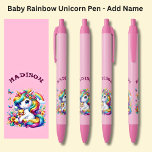 Add Name, Baby Rainbow Unicorn on Pink Black Ink Pen<br><div class="desc">Add the Name,    Change to your own details. See my store for lots more great Pens</div>