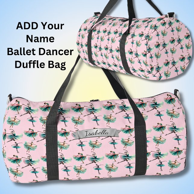 Add Name, Ballerinas on Pink Duffle Bag (Creator Uploaded)