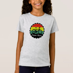 Add Name Bicycle Bike on Vintage Grunge Rainbow T- T-Shirt