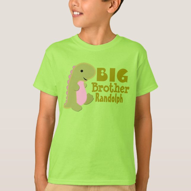 Add Name Big Brother Dinosaur Print T-Shirt (Front)