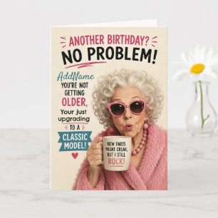 Add Name Birthday Funny Old Lady Classic Card