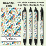 Add Name, Blue Orange Colourful Birds Black Ink Pen<br><div class="desc">Add the Name,    Change to your own details. See my store for lots more great Pens</div>