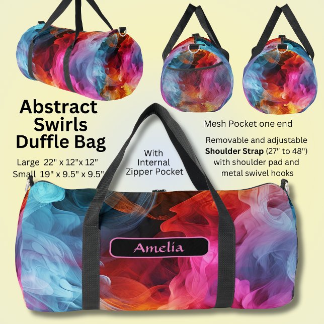Add Name, Bright Swirling Abstract Duffle Bag (Creator Uploaded)