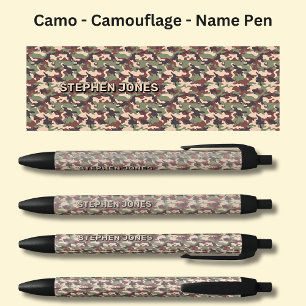 Add Name, Camo Desert Brown Sand Black Ink Pen