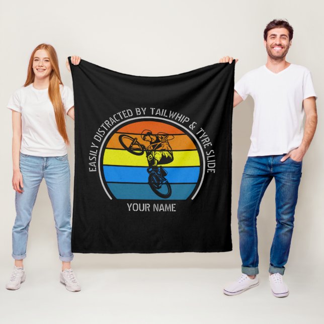 Add Name Change ALL Text Easily Distracted BMX     Fleece Blanket (In Situ)