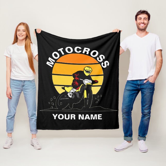 Add Name Change ALL Text Motocross Motorcycle      Fleece Blanket (In Situ)