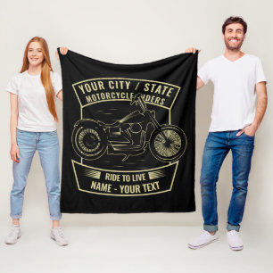 Add Name Change ALL Text Motorcycle Riders Details Fleece Blanket