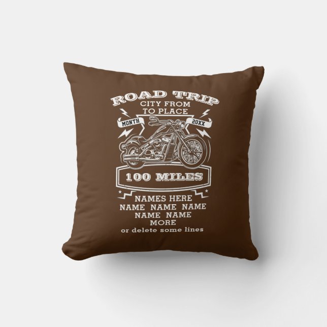 Add Name Change ALL Text Road Trip 20XX Motorcycle Cushion (Front)