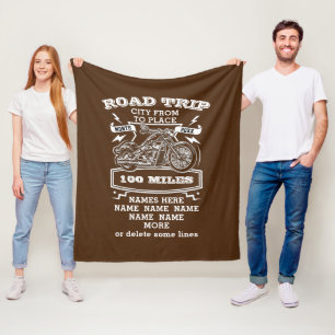 Add Name Change ALL Text Road Trip 20XX Motorcycle Fleece Blanket