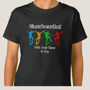 Add Name Change All Text Skateboarding Figures  T-Shirt