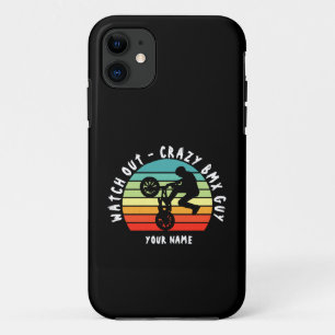 Add Name Change ALL Text Watch Out Crazy BMX Guy Case-Mate iPhone Case