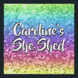 Add Name Change Any Text She Shed Sparkle Rainbow  Faux Canvas Print<br><div class="desc">Add the Name & Text you want to this great She Shed Design - See my store for more great She Shed Gifts.</div>