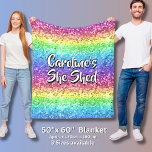 Add Name Change Any Text She Shed Sparkle Rainbow  Fleece Blanket<br><div class="desc">Add the Name & Text you want to this great She Shed Design - See my store for more great She Shed Gifts.</div>