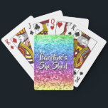 Add Name Change Any Text She Shed Sparkle Rainbow  Playing Cards<br><div class="desc">Add the Name & Text you want to this great She Shed Design - See my store for more great She Shed Gifts.</div>