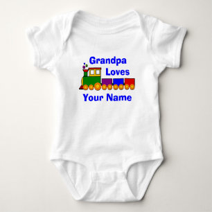Add Name Change Grandpa Word, Loves Baby Toy Train Baby Bodysuit