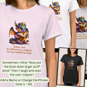 Add Name Change Phrase, Baby Dragon Reading Book T-Shirt