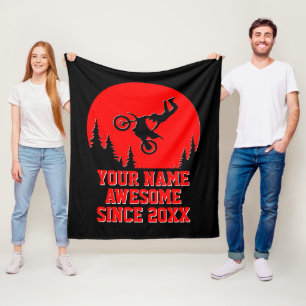 Add Name Change Text Awesome Since 20xx Dirt Bike Fleece Blanket