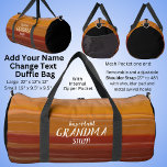 Add Name, Change Text, Dark Red Brown Gold Striped Duffle Bag<br><div class="desc">Change any of the text.</div>