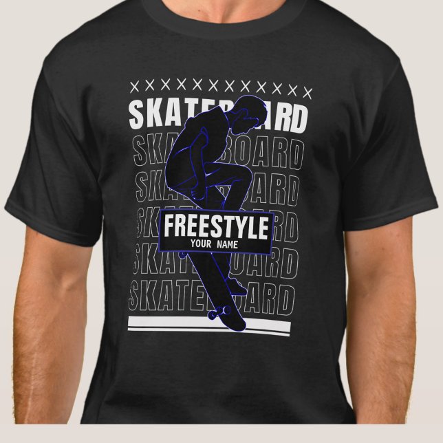 Add Name Change Text Freestyle Skateboard Rider    T-Shirt (Creator Uploaded)