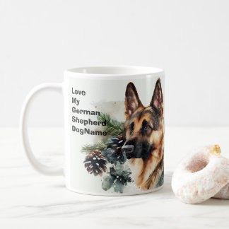 Add Name Change Text, German Shepherd in Snow #3 Coffee Mug