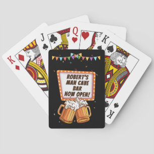 Add Name Change Text Man Cave Bar Beer Playing Cards