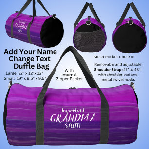 Add Name, Change Text, Pink Purple Mauve Striped Duffle Bag