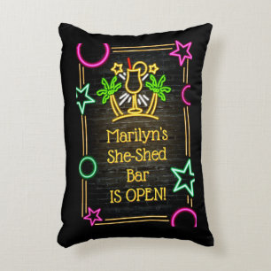 Add Name Change Text She-Shed Bar Cocktails Decorative Cushion